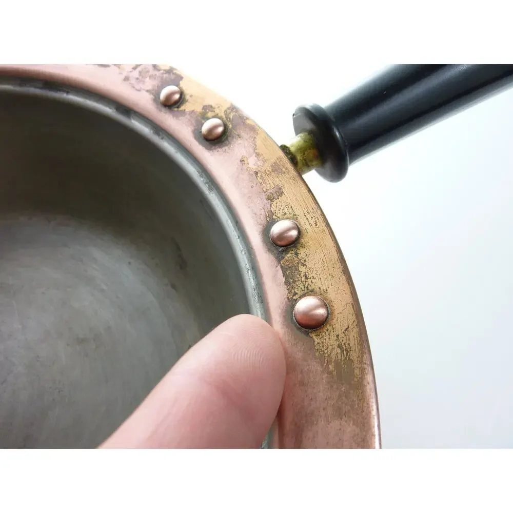 Vintage Copper Tin Lined Sauté Frying Pan Cookware Unbranded 10 Inch No Lid